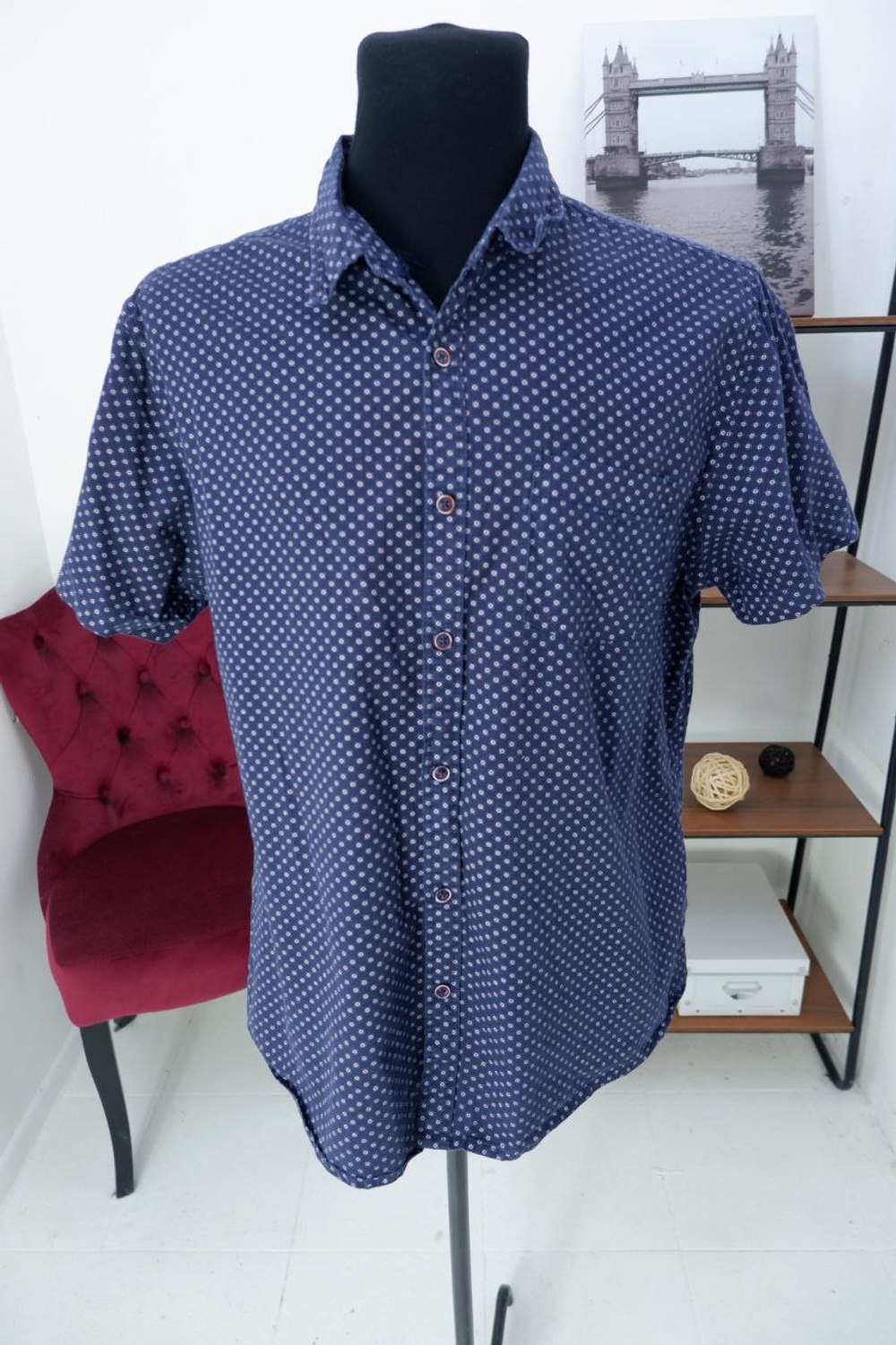 Рубашка Threadbare из хлопка с принтом 58 размер