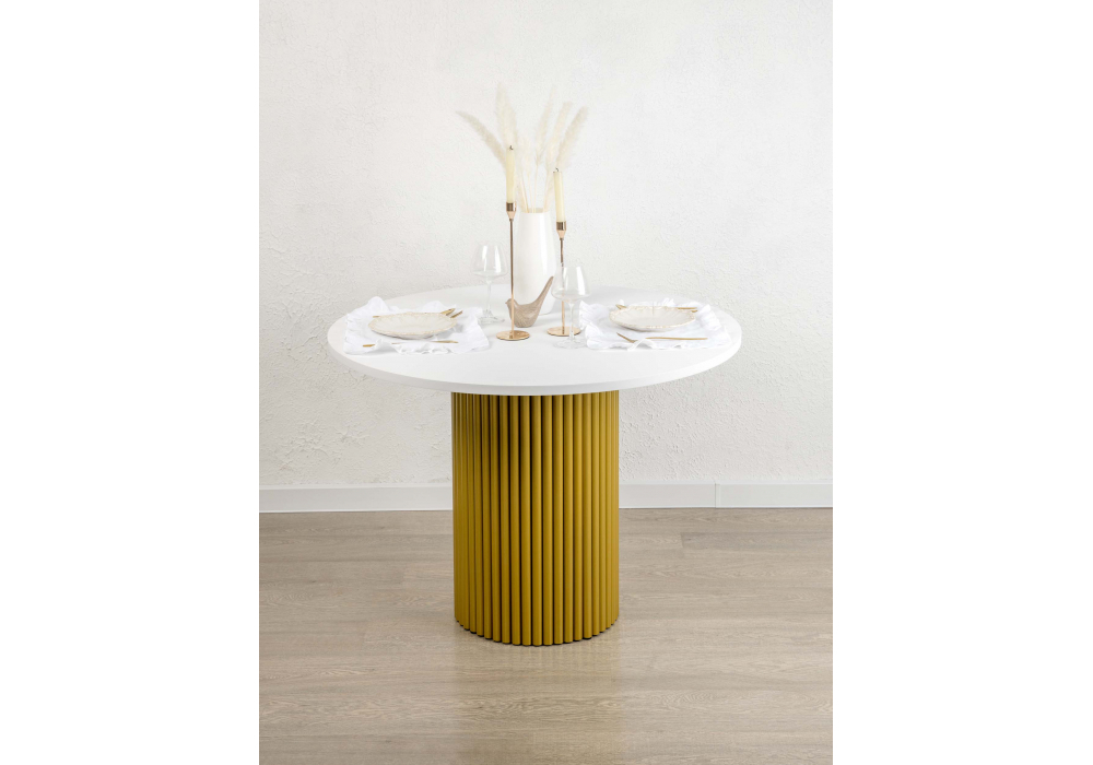 Стол деревянный Woodville Барел 110 белый, золото