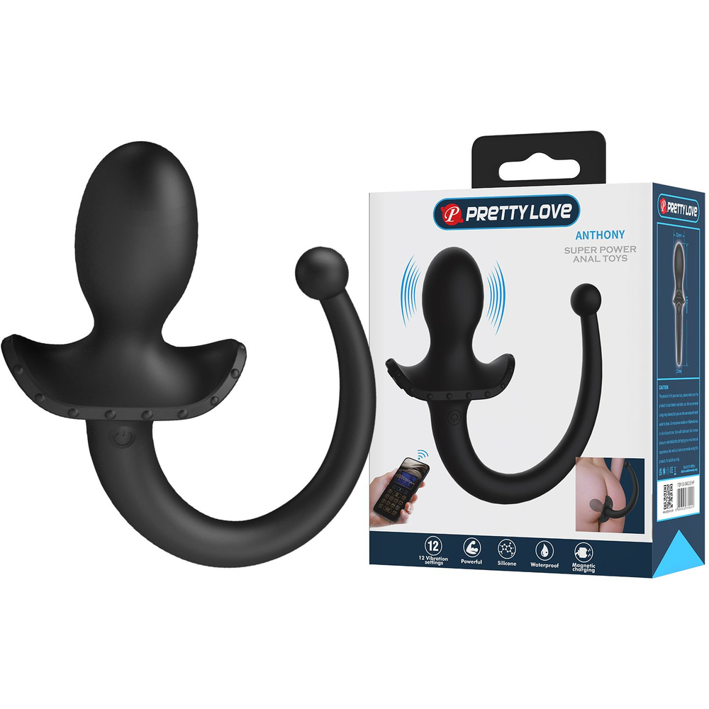 Черная анальная вибропробка с хвостом Anthony (Цвет: черный)