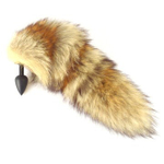 Анальная втулка Sitabella с рыжим хвостом чёрная 7 см