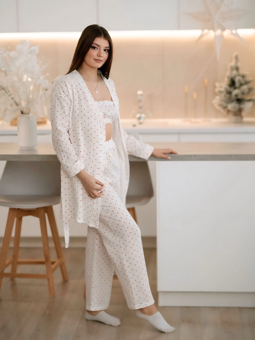 Муслиновый комплект 3в1 «Сердечки»