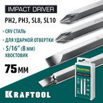 KRAFTOOL 75 мм, 4 шт, набор бит для ударной отвертки (25552)