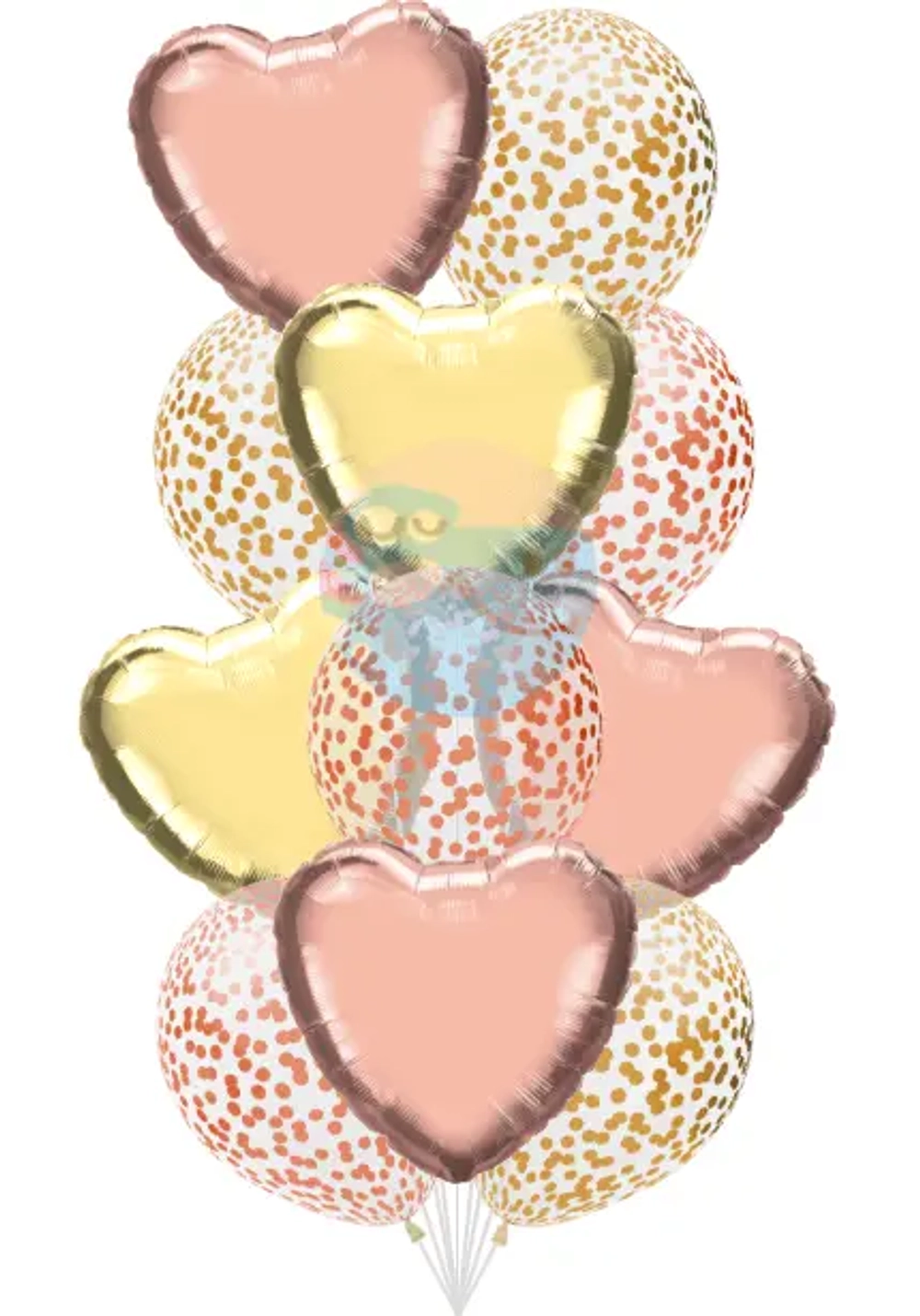 Сердцепад «Восток» из 11 воздушных шаров с гелием (розовый, красный)