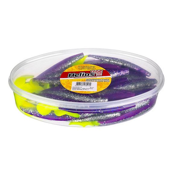Виброхвост несъедоб. Trofey 5.5&#39;/14см Silver Sparkles &amp; Fio LT 50шт. (HS-25-037-N) Helios