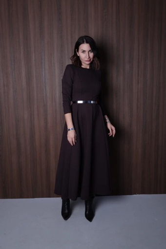 Платье трикотажное в шоколадном