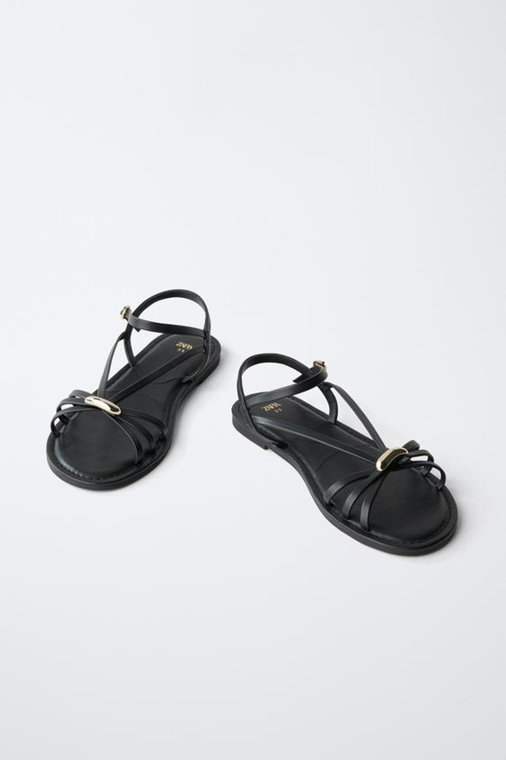ZARA БОСОНОЖКИ С РЕМЕШКАМИ, ЧЕРНЫЙ