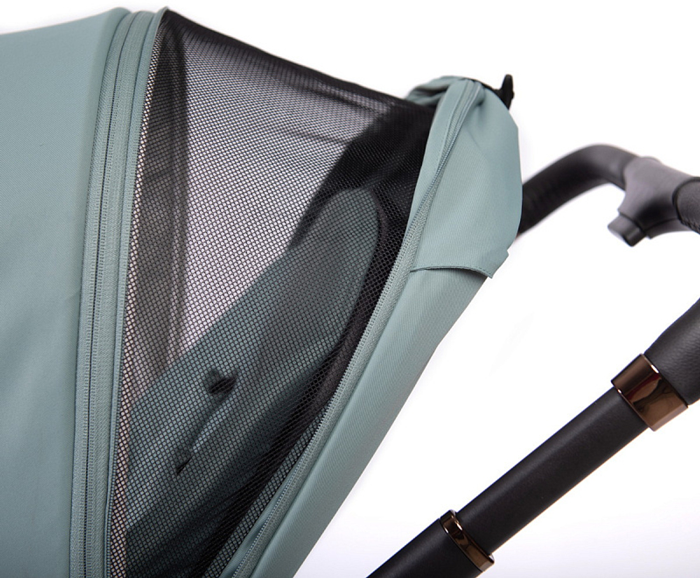 Детская коляска Peppy Monaco 3 в 1 с автокреслом First Mint (мятный), рама черная