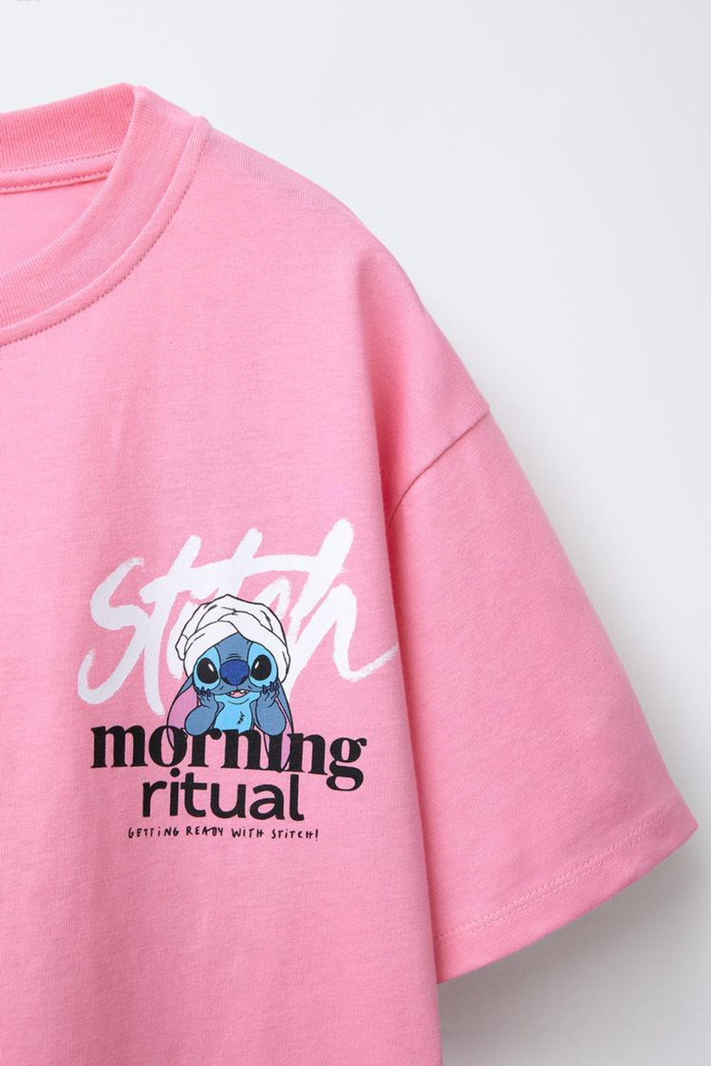 ZARA ФУТБОЛКА С ПРИНТОМ LILO & STITCH © DISNEY, РОЗОВЫЙ