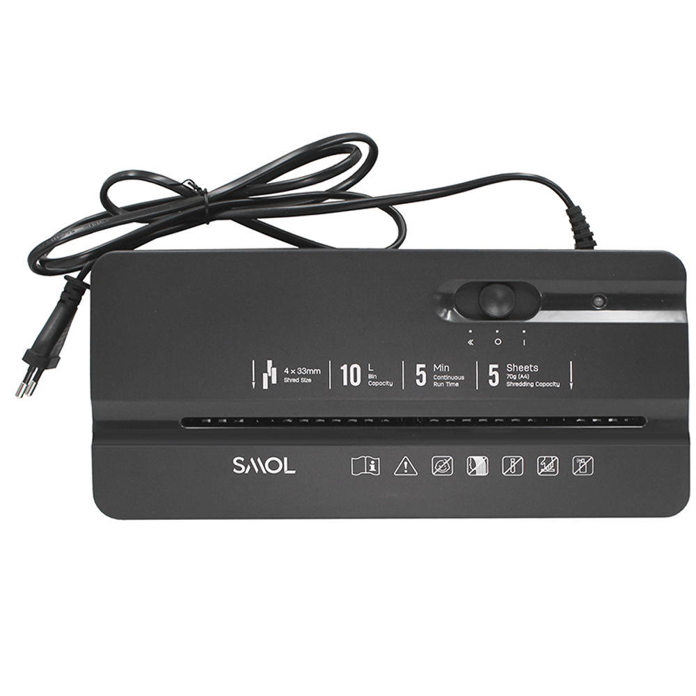 Шредер Deli, 4 уровень секретности (4х33мм), 5 листов, 10 литров