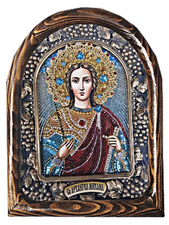 Дивеевская икона Архангел Михаил, печать, чешское стекло и бисер