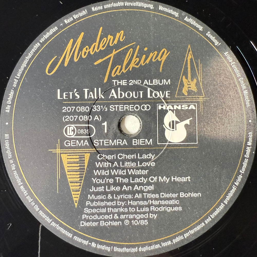 Modern Talking ‎– Let's Talk About Love (Европа 1985г.)