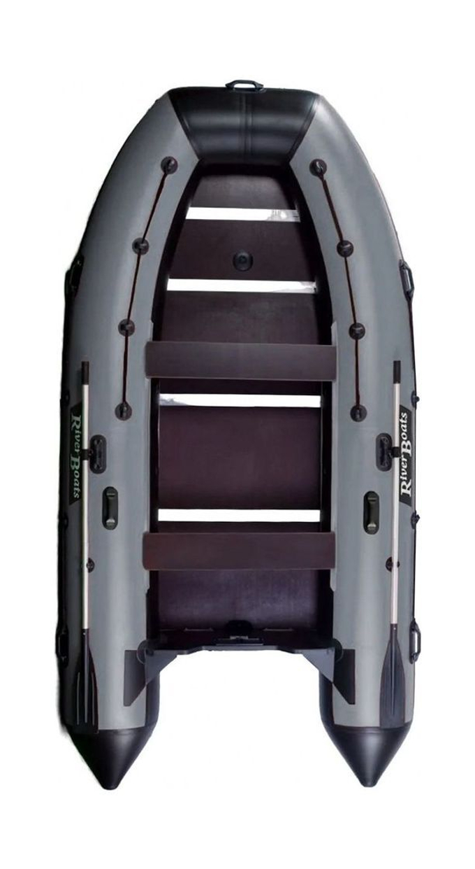 Надувная лодка ПВХ, RiverBoats RB 370, AL, черно-серый