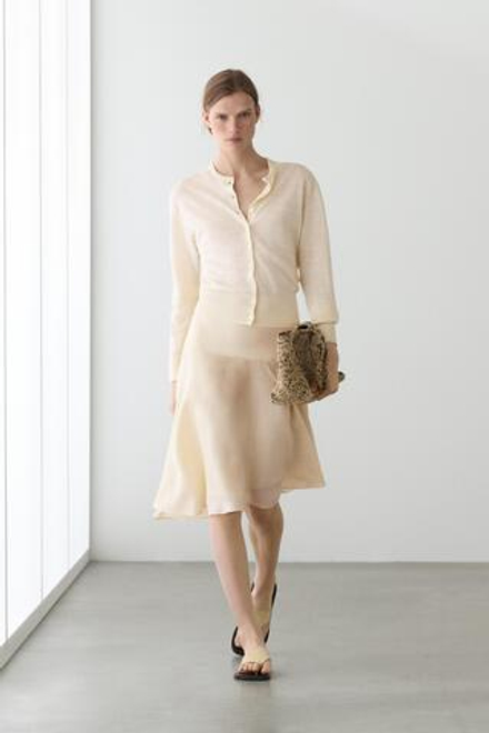 Massimo Dutti Льняной кардиган с пуговицами, ванильный