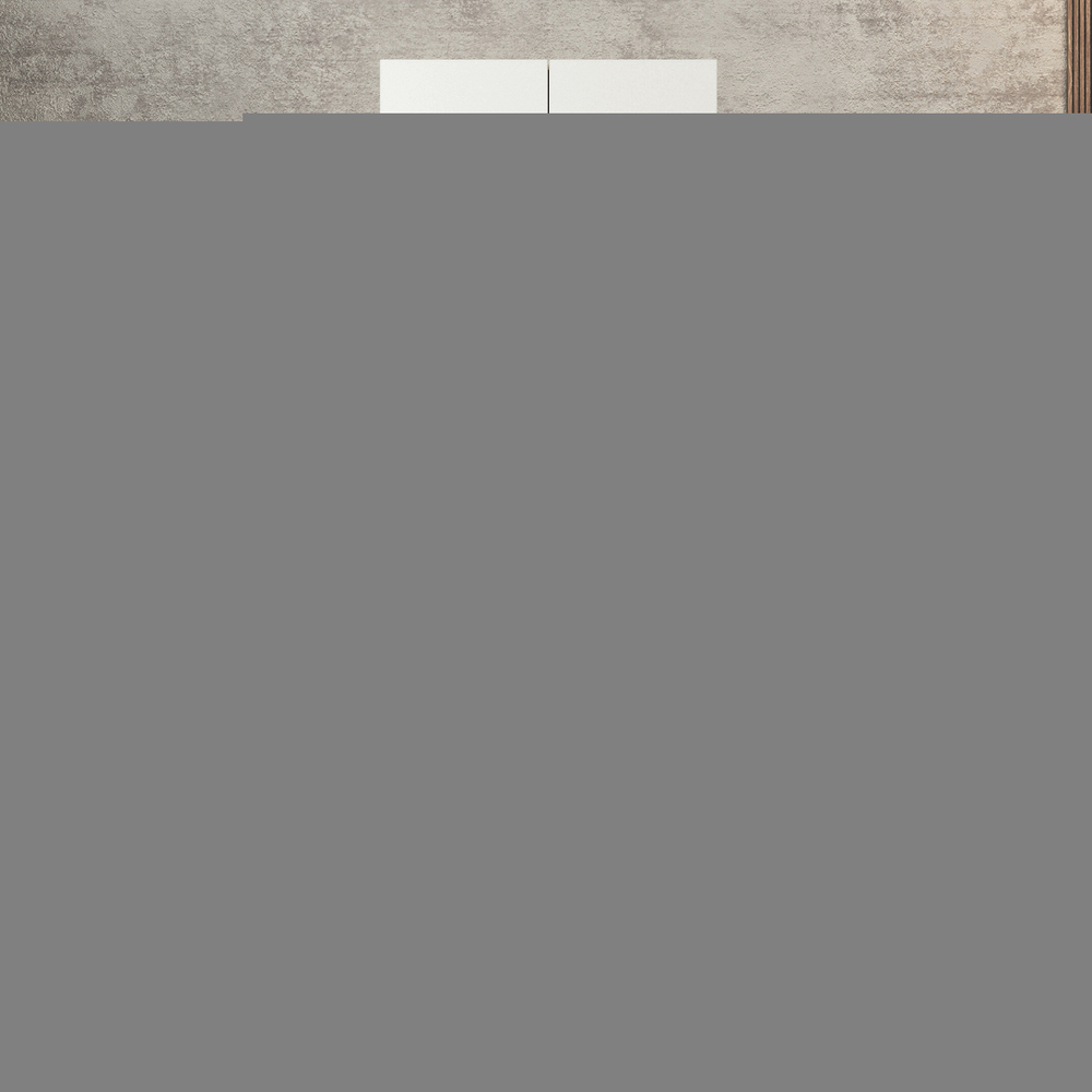 Шкаф Агератум МДФ двухсекционный с антресолью Лайн керамика (0,27) А10032 матовая - Дуб Сонома 3025  100*50*240