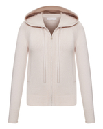 Комплект кардиган на молнии с капюшоном и брюки зауженные из кашемира, пудровый