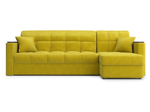Диван угловой с оттоманкой Неаполь 1,6 - Velutto 28 оливковый/накладка венге