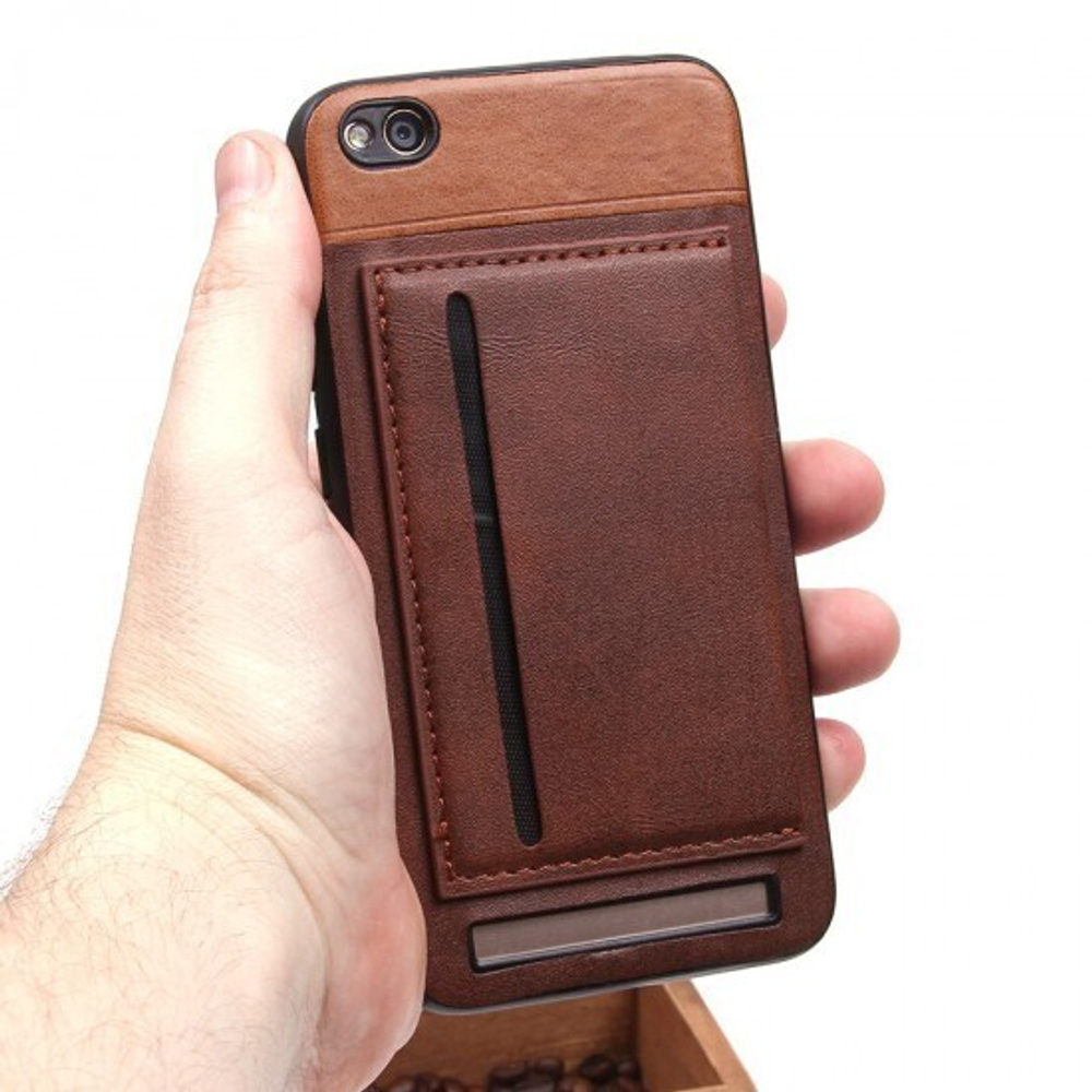 Чехол с карманом под пластиковые карты для Xiaomi Redmi 5A, 010459 Красный