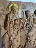 Освященная Икона «Тайная вечеря» резная из дуба 25*28,5 см