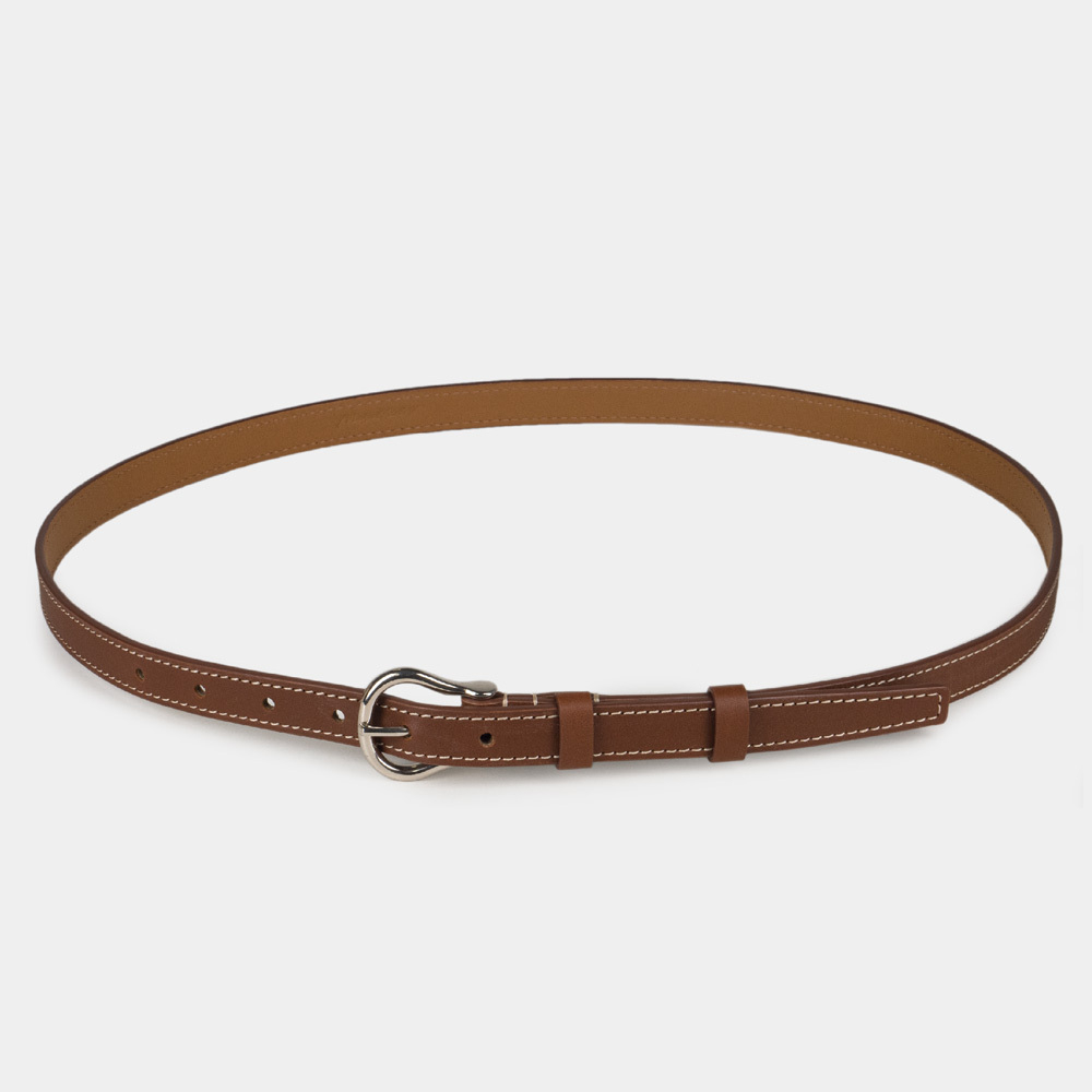 Женский ремень 20 мм из кожи теленка, коричневого цвета