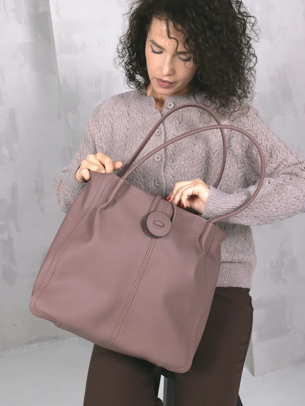 Сумка большая через плечо шоппер мешок