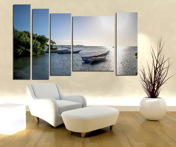 Модульная картина "Лодка у причала"