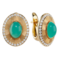 Серьги с Хризопразами и Бриллиантами, E0084-5/18