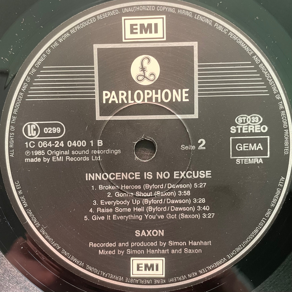 Saxon - Innocence Is No Excuse (Европа 1985г.)