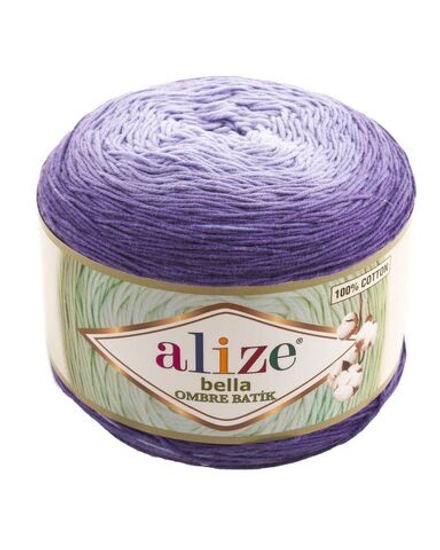 Белла омбре батик (Bella ombre batik) пряжа Alize 100%хлопок 1х250гр/900м 7406 сиреневый