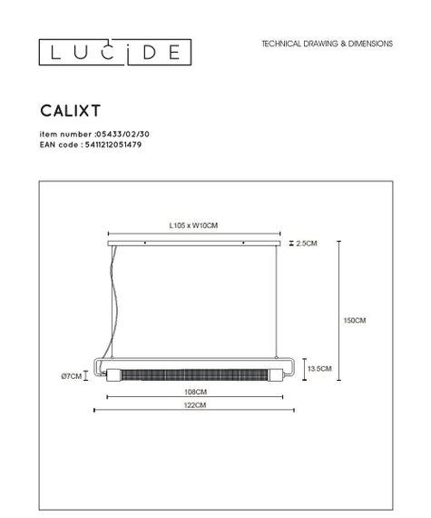 Подвесной светильник Lucide Calixt 05433/02/30