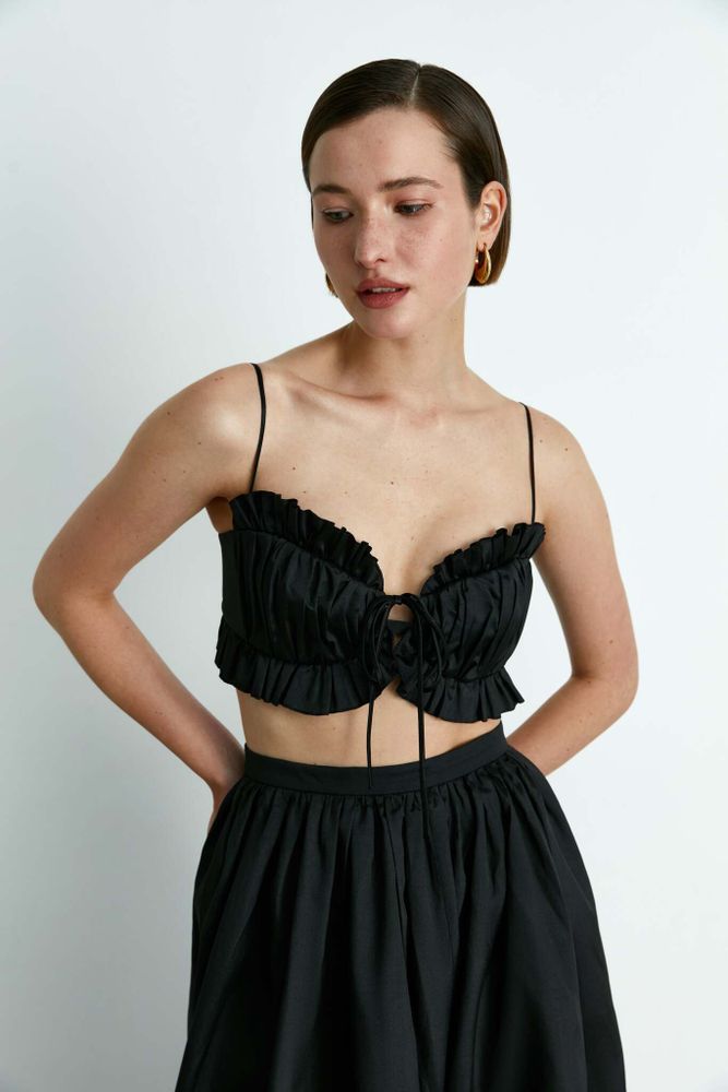 Топ-бюстье драпированный из тафты