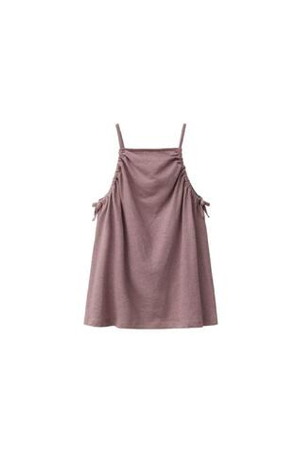 ZARA КОМПЛЕКТ ИЗ ТОПА И ШОРТОВ С ХЛОПКОМ И ЛЬНОМ, СЕРОВАТО-КОРИЧНЕВЫЙ