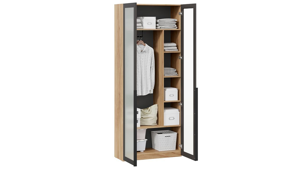 Прихожая с зеркалом комплект мебели Яблоня Беллуно/Графит софт 170х37х217 см