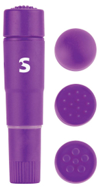 Фиолетовый мини-вибратор с насадками Fourplay (Цвет: фиолетовый)