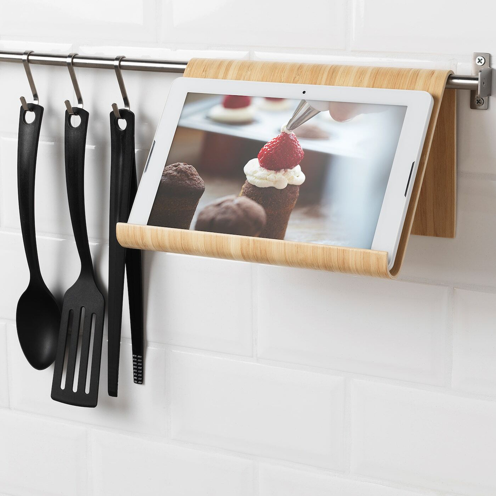 IKEA VIVALLA  (ИКЕА ВИВАЛЛА)  -  Подставка для планшета, бамбуковый шпон, 26x17 см