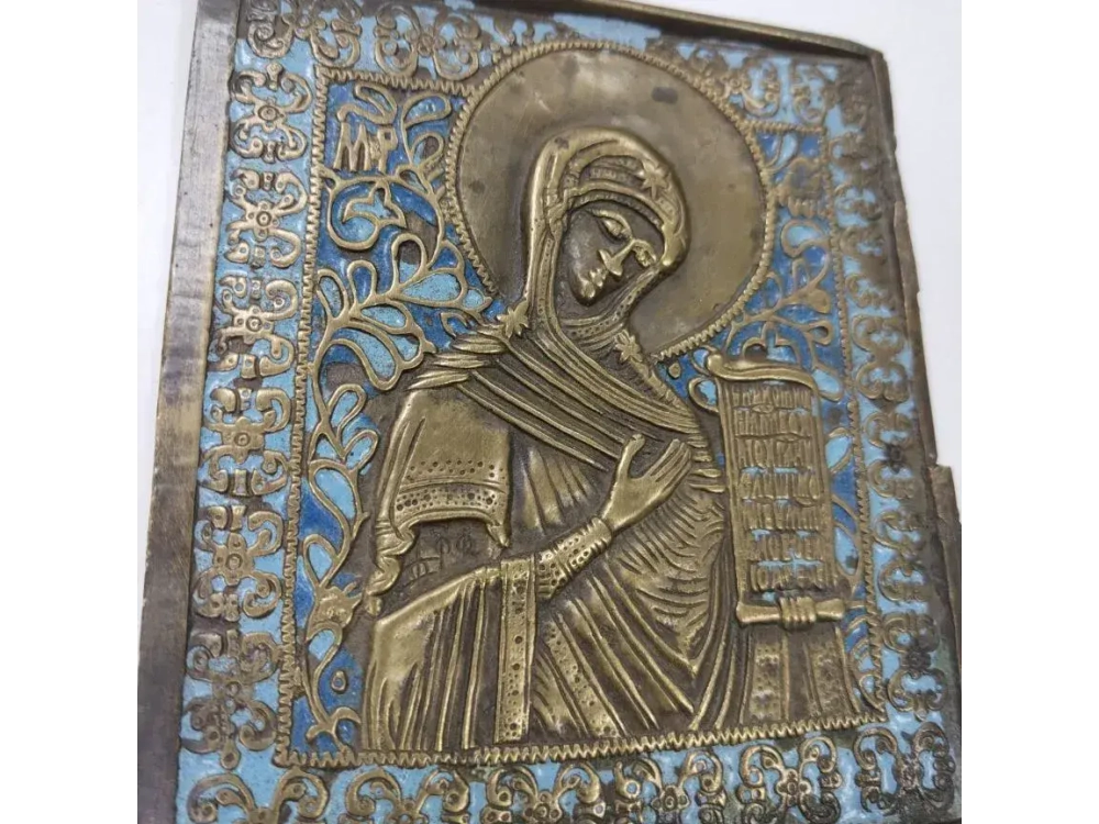 Богоматерь со свитком Агиосоритисса. Эмаль