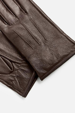 ZARA КОЖАНЫЕ ПЕРЧАТКИ, КОРИЧНЕВЫЙ