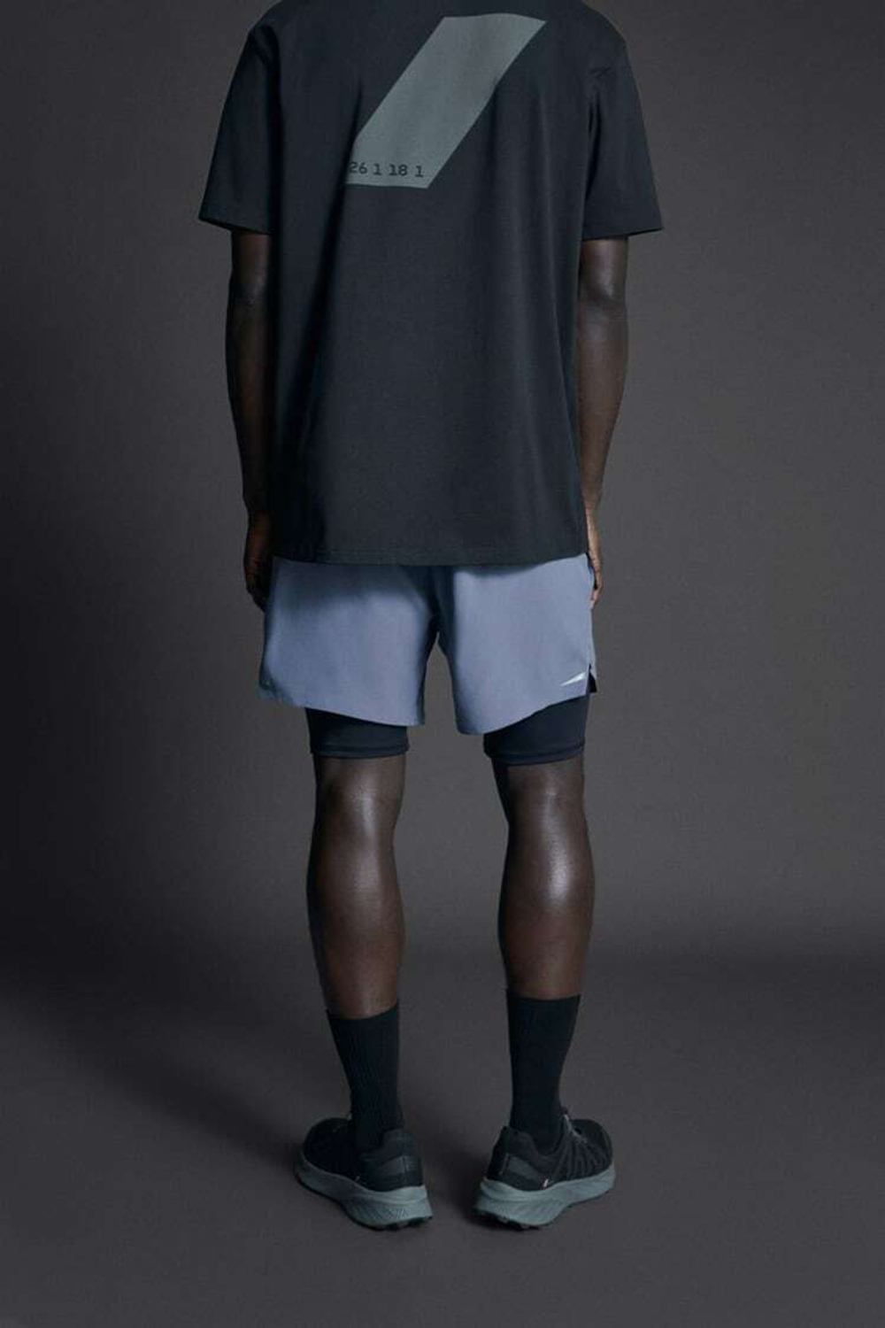 ZARA СПОРТИВНЫЕ ШОРТЫ 2-В-1, СЕРО-СИНИЙ