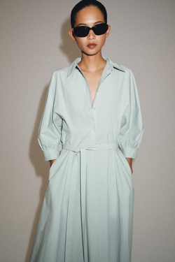 ZARA ПЛАТЬЕ-РУБАШКА — ZW COLLECTION, ЛИНЯЛЫЙ СИНИЙ
