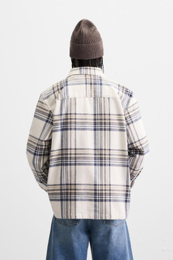 ZARА РУБАШКА ИЗ ФЛАНЕЛИ В КЛЕТКУ, МОРСКОЙ СИНИЙ