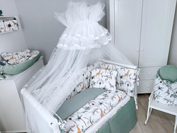 Комплект постельного белья Lepre New Safari 6 предметов 125х65 см белый/мятный