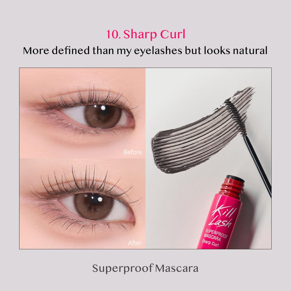 CLIO KILL LASH SUPERPROOF MASCARA 010 SHARP CURL - Ультра-объемная тушь для ресниц