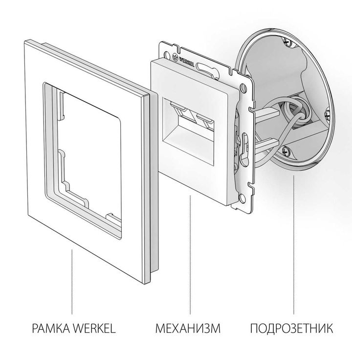 Розетка Werkel двойная Ethernet RJ-45 черный матовый W1182208 4690389157004
