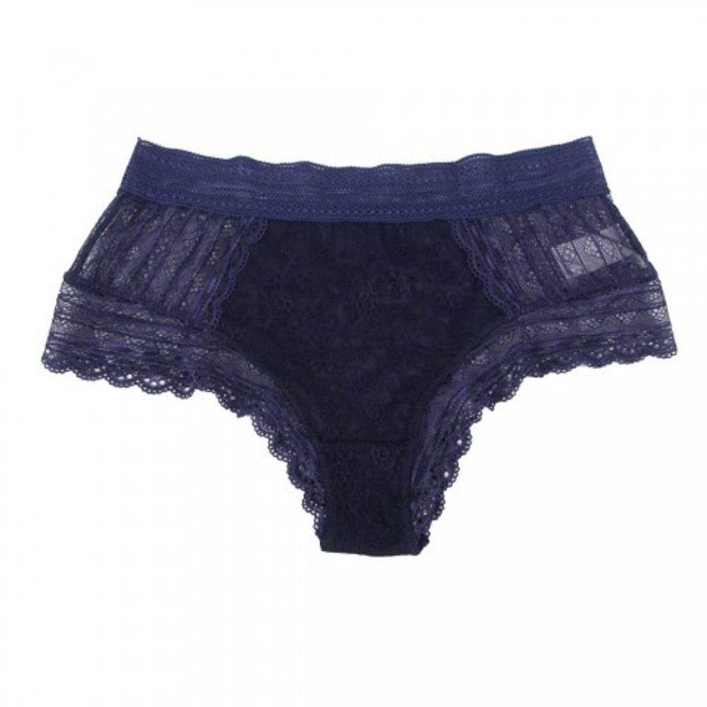 Трусики бразилиана Floral Lace, синие, XS-S