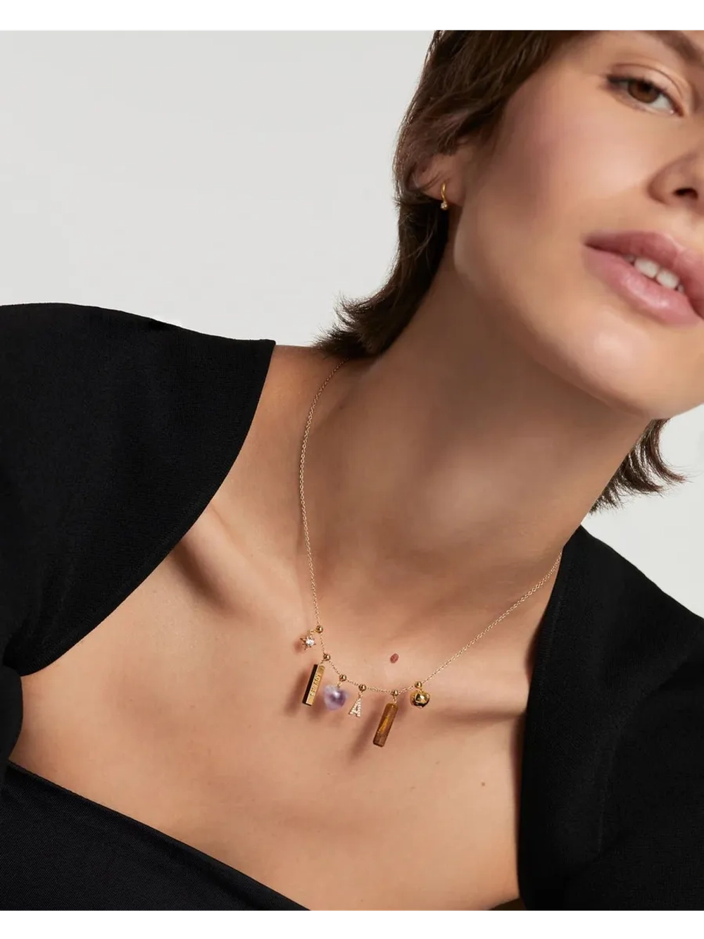 Подвеска-шарм Amethyst Heart серебро 925 пробы покрытое золотом