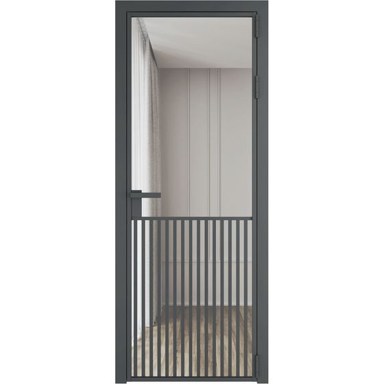 Алюминиевая дверь 15AG серая ночь стекло прозрачное