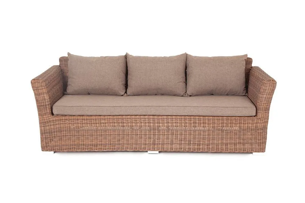 "Капучино" диван из искусственного ротанга трехместный, цвет коричневый