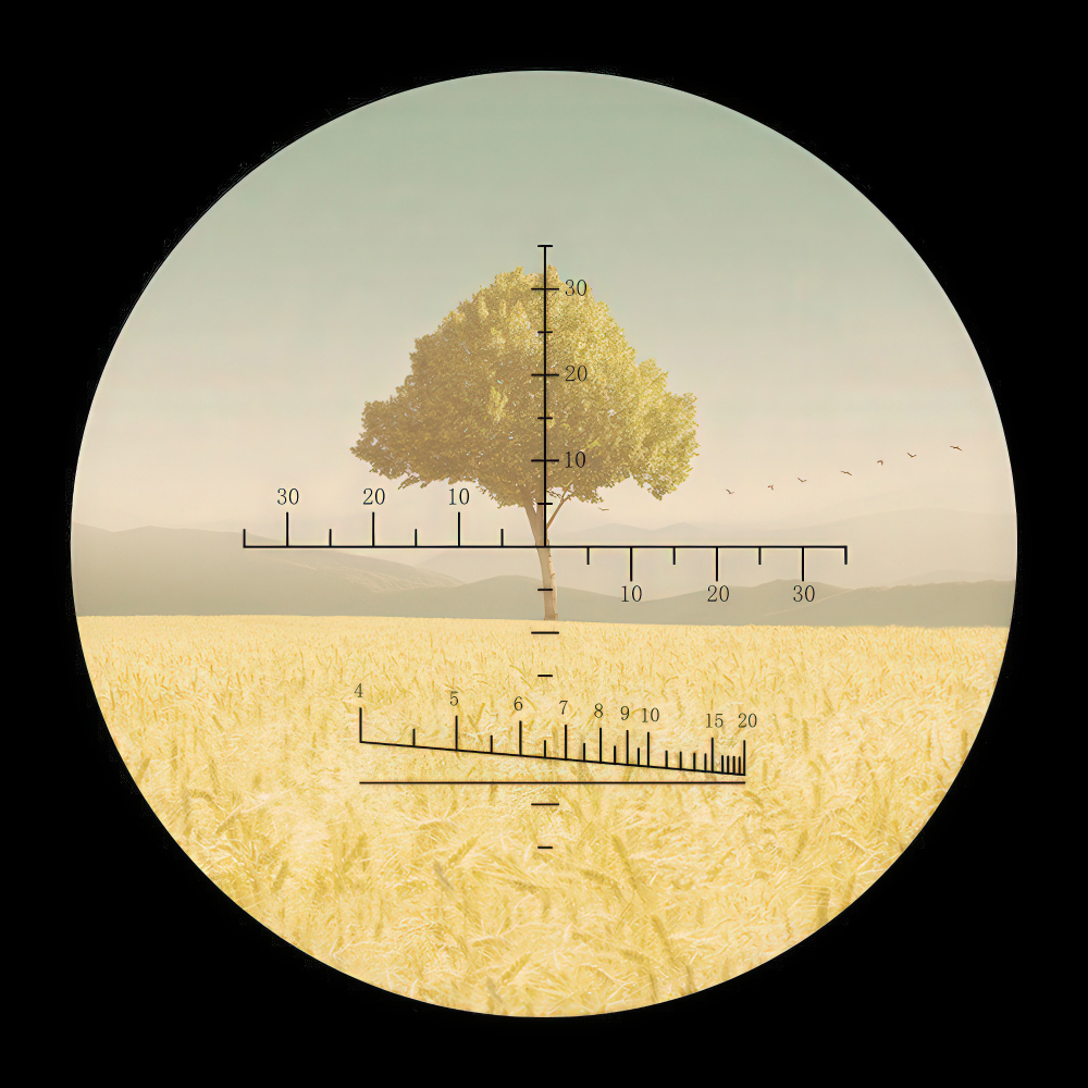 Бинокль Levenhuk Camo Grass 10x42 с сеткой - Угломерная сетка и дальномерная шкала для точных измерений
