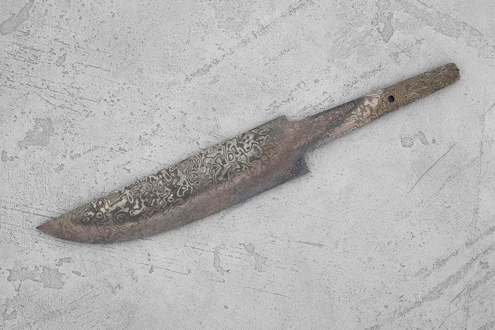 Заготовка для ножа, дамаск ZDI-1016 дикий 4,2мм. Модель "Универсал-I" с клинком 130мм, ТО 58-60HRC