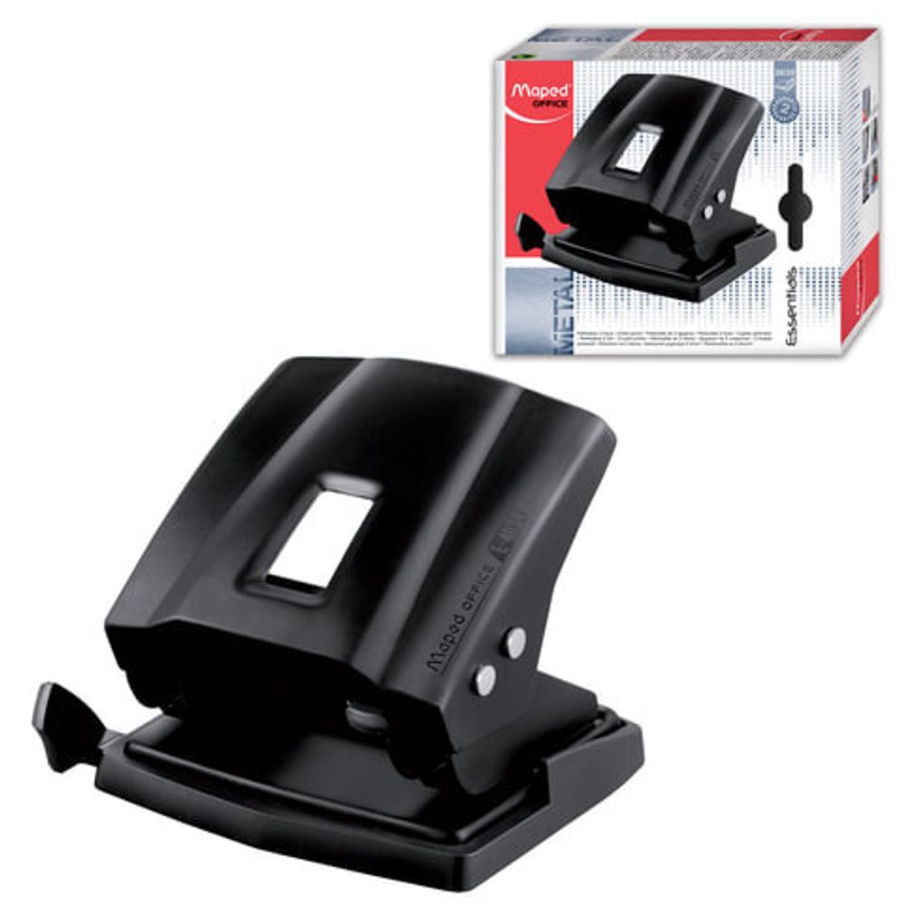 Дырокол MAPED (Франция) "Essentials Metal", металлический, большой, на 35 листов, черный, 403411