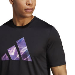 Мужское теннисное поло adidas Designed For Movement HIIT Training T-Shirt Men - Black, Violet